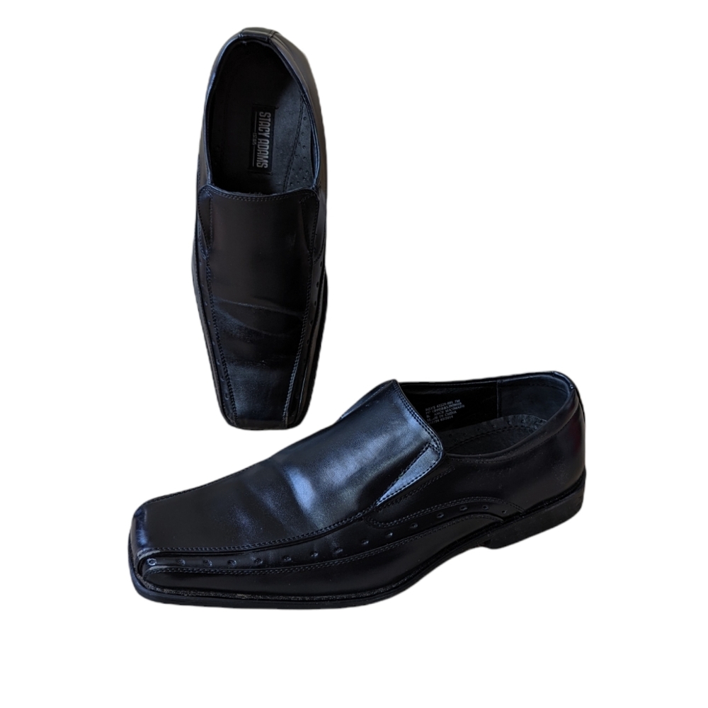 Stacy Adams Black Dress Shoes Loafers Big Kids Slip On Size 7M style# 43229-001